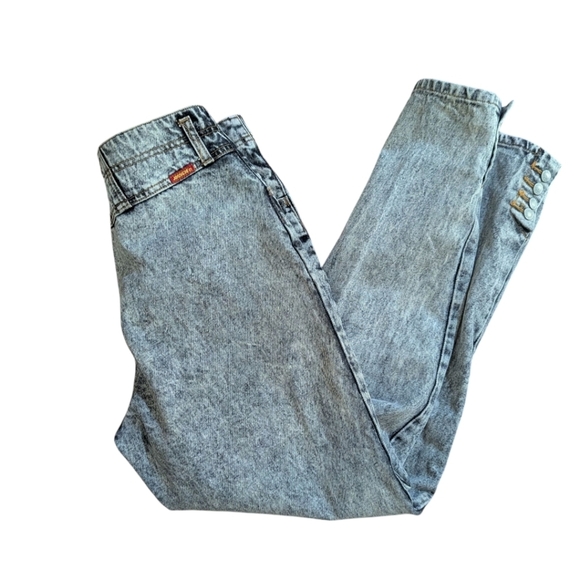 Vtg 80s/90s Stonewash Jordache Gray High Rise Ankle Snaps Jeans W28 L30 - Picture 3 of 10
